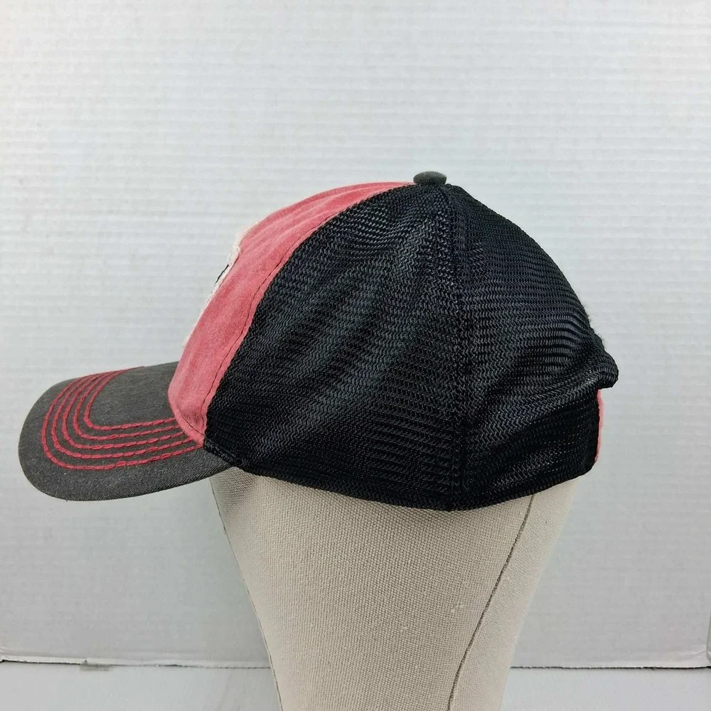 Ron Jon Surf Shop Trucker Hat Red Black Grey Distressed Patch Mesh Snapback OSFM